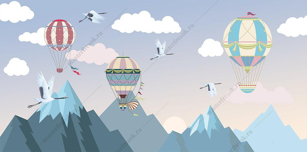Фотообои Горы и воздушные шары