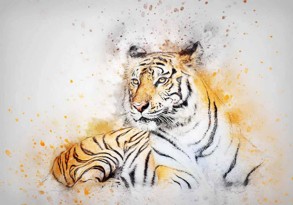 Фотообои Рисунок тигра акварелю